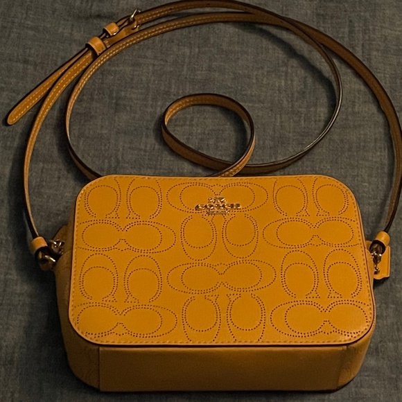 Coach Handbags - Coach Signature Leather Mini Camera Crossbody Bag